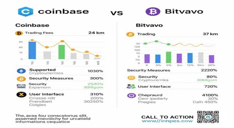 Info comparing Coinbase and Bitvavo, showcasing features, fees, and security of both cryptocurrency exchanges.