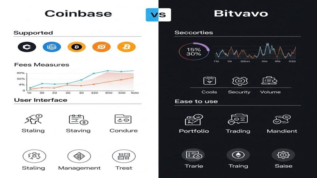 Infos zum Vergleich von Coinbase und Bitvavo, mit Darstellung von Funktionen, Gebühren und Sicherheit der Kryptobörsen.